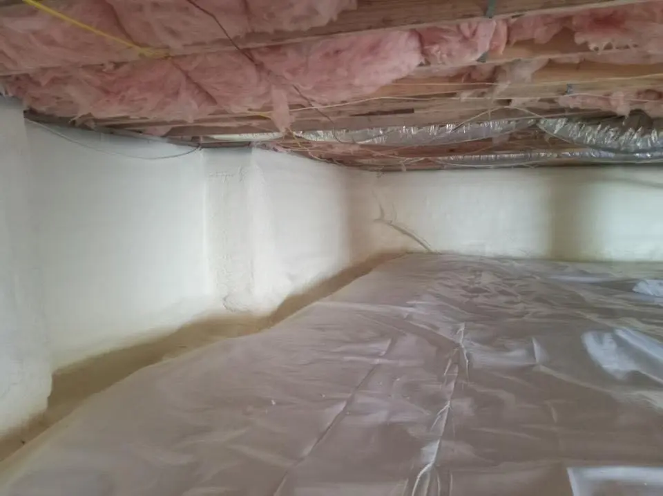 Crawl space encapsulation with closed-cell spray foam for Attic Insulation in Stallings